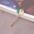 Barrette à cheveux bonhomme de neige de Noël dorée avec détails en émail raffiné - Bonhomme de neige