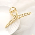 Grande pince à cheveux élégante en métal doré mat avec design de corde torsadée pour femmes - Style Torsadé / 11.5cm / Or
