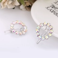 Set di due fermagli per capelli in lega d'argento con strass cangianti aurora - Platino Rotondo