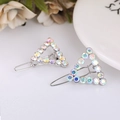 Paio di fermagli per capelli a triangolo con strass di cristallo colorati AB - Triangolo Di Platino