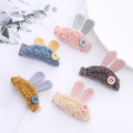 Set di 5 mollette per capelli con orecchie di coniglio in peluche rosa blu grigio e giallo - Multicolore