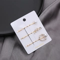 Three-piece elegant golden hairpins set with pearls and rhinestones on white card - Pearl with Rhinestone and Branch