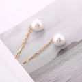 Set of two minimalist golden hair clips featuring elegant large white pearls on pins - 15mm Gold Color