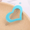 Graziosa molletta per capelli a cuore vuoto azzurro con clip in metallo per donne - Blu Lago