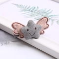 Kids star and angel wing hair clip made of soft gray felt fabric for trendy girls - Light Gray