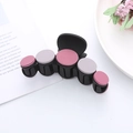 Matte black hair claw clip with pink and purple decorative discs in a minimalist style - Large / Pink Gradient (5 Pieces Decor)