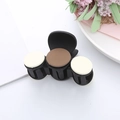 French style matte black hair claw clip with beige and brown circular accents for women - Large / Khaki Gradient (3 Pieces Decor)