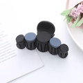 Matte black and grey-blue French hair claw clip with five circular design ornaments - Large / Blue Black (5 Pieces Decor)