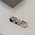 Rechteckige Haarspange aus Acetat in Bernstein-Schildpattoptik mit goldenem Metallstab - Rechteck Acetat Bernstein