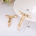 Set di due fermagli per capelli dorati con texture bambù, dimensioni 3cm x 4cm donna - Lettera T