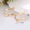 Golden alloy snap hair clips with unique bamboo texture, 4.3cm length, elegant style - Letter U