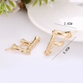 Bamboo style golden alloy hair clips set with metallic texture and dimension markers - Letter F