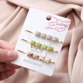 Set di 3 fermagli per capelli con pietre in resina grigia, verde e marmorizzata su metallo oro - Long Octagon Style
