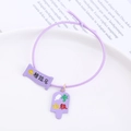 Violettes elastisches Haargummi mit Anhängern für Glück bei Prüfungen Schmuck - Lila