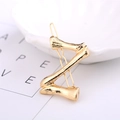 Gold plated alloy hair clip in letter Z shape with vintage bone texture finish - Letter Z