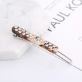 Elegant tortoiseshell acetate hair clip with double rows of sparkling rhinestones - Rhinestone / Amber