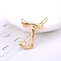 Golden skeleton-inspired letter J alloy hair clip with textured metallic finish - Letter J