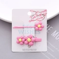 Ensemble de barrettes à fleurs roses avec épingle à cheveux et pince à bec - Korean Pink Set