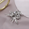 Elegant maple leaf hair clip with pearls in vintage silver finish on satin - Antique Silver Maple