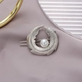 Elegant silver feather hair clip with white imitation pearl for women hair styling - Circle Maple Antique Silver