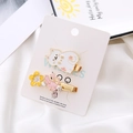 Japanese style cartoon cat and cherry blossom hair clip set with gold plating - Cherry Blossom Cat Set