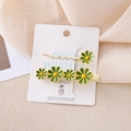 Lot de barrettes mignonnes marguerites vert et jaune avec base en métal doré - Ensemble Fleur Verte