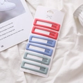 Set of six matte rectangular BB hair clips in coral red lilac and sage green - Matte Mixed Colors
