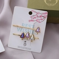 Élégant ensemble de deux barrettes sapin de Noël en cristal sur carte décorative - Lueur Violette