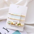 Set de pinces à cheveux dorées avec strass en cristal colorés sur carte blanche - Style 2 Multicolore