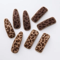 Velvet leopard print hair clips set with rhinestones for women, variety of shapes - Khaki and Dark Coffee Full Collection