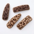 Set da 4 fermagli per capelli in velluto leopardato con strass scintillanti eleganti - Stile Combinato Cachi e Caffè Scuro