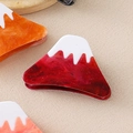 Mount Fuji hair claw clip in red marble acetate with white snow top and glitter finish - Red