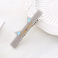 Graziosa clip per capelli a gatto grigio in acetato con orecchie blu e dettagli dorati - Grigio