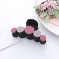 Matte black large hair claw clip with pink and grey decorative studs for thick hair - Medium / Pink Gradient (5 Pieces Decor)