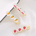 Barrettes à cheveux mignonnes avec fraises carottes cerises en métal et émail blanc - Combo de Trois Pinces Bec de Canard