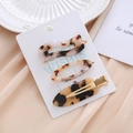 Three-piece set of tortoise shell acetate hair clips on elegant white display cards - Light Leopard Combo