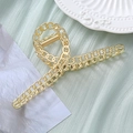 Elegant gold metal hair claw clip with chain link design for women ponytail holder - Gold-chain