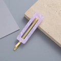 Fermaglio per capelli minimalista in acrilico marmorizzato lilla con base in metallo dorato - Violetto