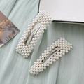 Set vintage francese di fermagli per capelli con perle rettangolari e a goccia d'acqua - Argento
