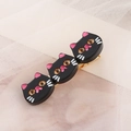 Three cute black cartoon cats acetate hair clip with golden metal base for women - Black Cat