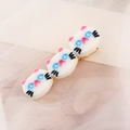 Cute cartoon cat head hair clip with acetate white resin and gold metal spring duckbill clip - White Cat