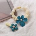 Elegante set di elastico e fermaglio per capelli con fiori in colori Morandi per donna - Blu navy