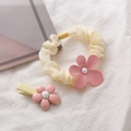 Set accessori capelli con elastico floreale e fermaglio in crema e rosa - Rosa