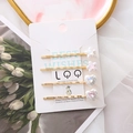 Lot de 4 barrettes à cheveux de style baroque avec perles cœurs et fleurs pour filles - Étoile Cœur 1