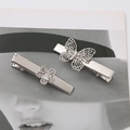 Elegant silver butterfly and flower metal hair clips set on stylish magazine background - Silver Duckbill Clip