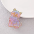 Süße Katzen-Haarklammer aus Acetat mit rosa-lilafarbenem Marmormuster und Goldrand - Marmor-Muster / Regenbogen