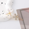 Elegante molletta per capelli a fiore in occhio di gatto con petali di perle e cristalli - Fermaglio a Rana Fiore 2