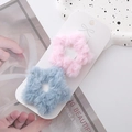 Plüschige Stern-Haarklammern in Rosa und Grau für einen weichen Winter-Ästhetik-Stil - Rosa Und Blau Stern