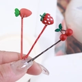 Cute strawberry, carrot, and cherry fruit hair clips set for girls and women - Fruit Style Set 2 (Strawberry Carrot Cherry)