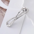 Dettaglio del fermaglio ondulato in metallo argento con finitura lucida e trama a griglia - Stile Intrecciato Aerodinamico Argento